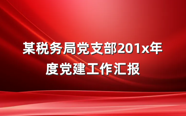 某税务局党支部201x年度党建工作汇报