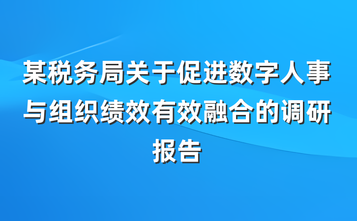 某税务局关于促进数字人事与组织绩效有效融合的调研报告
