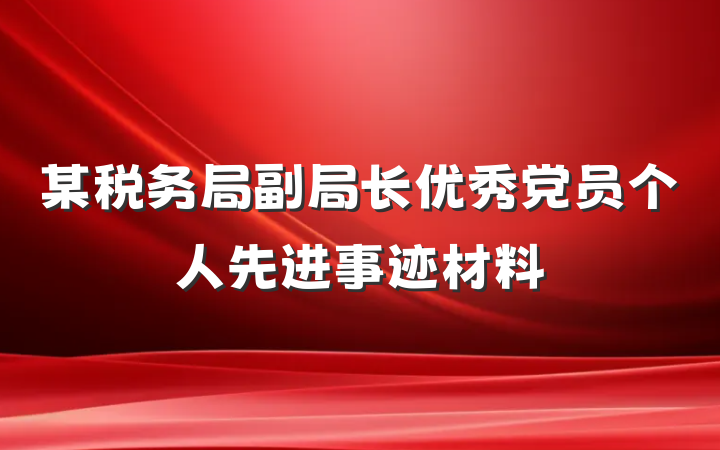 某税务局副局长优秀党员个人先进事迹材料