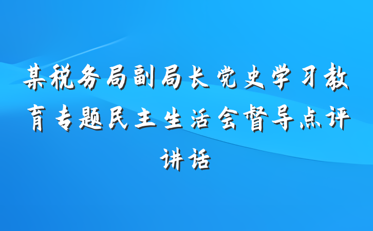 某税务局副局长党史学习教育专题民主生活会督导点评讲话