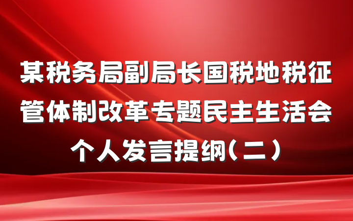某税务局副局长国税地税征管体制改革专题民主生活会个人发言提纲（二）