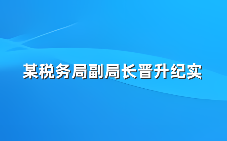 某税务局副局长晋升纪实