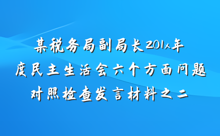 某税务局副局长201x年度民主生活会六个方面问题对照检查发言材料之二
