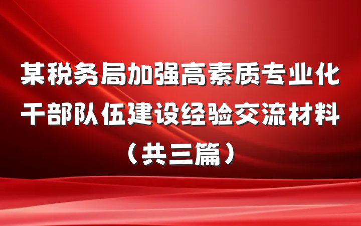 某税务局加强高素质专业化干部队伍建设经验交流材料（共三篇）