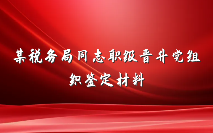 某税务局同志职级晋升党组织鉴定材料