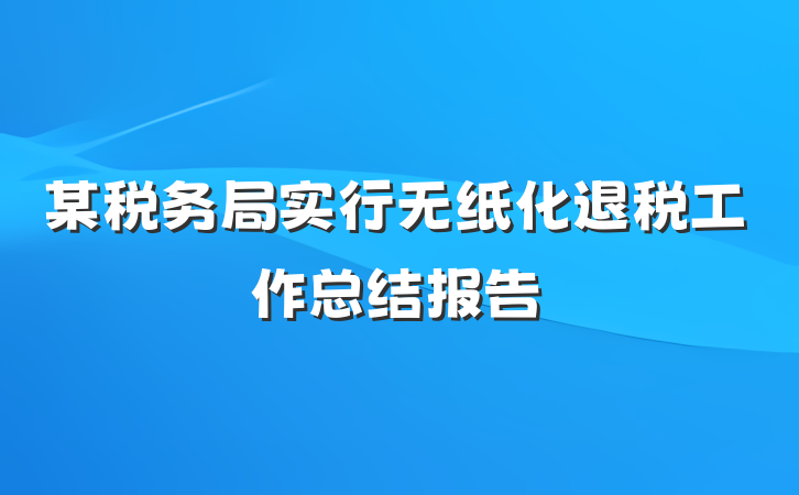 某税务局实行无纸化退税工作总结报告