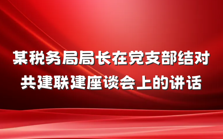 某税务局局长在党支部结对共建联建座谈会上的讲话