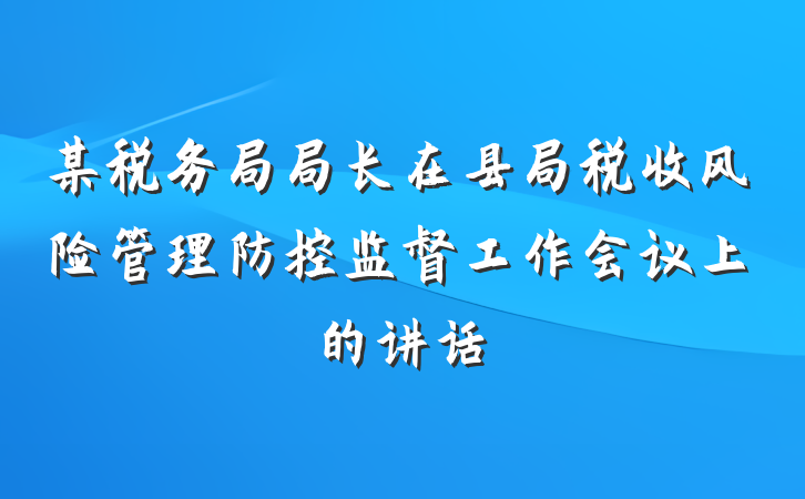 某税务局局长在县局税收风险管理防控监督工作会议上的讲话