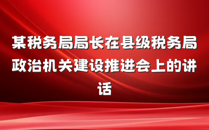 某税务局局长在县级税务局政治机关建设推进会上的讲话