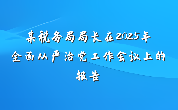 某税务局局长在2025年全面从严治党工作会议上的报告