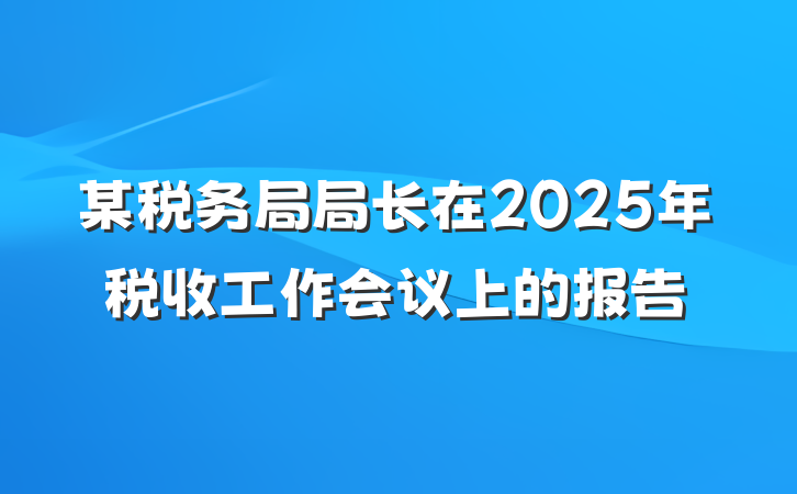 某税务局局长在2025年税收工作会议上的报告