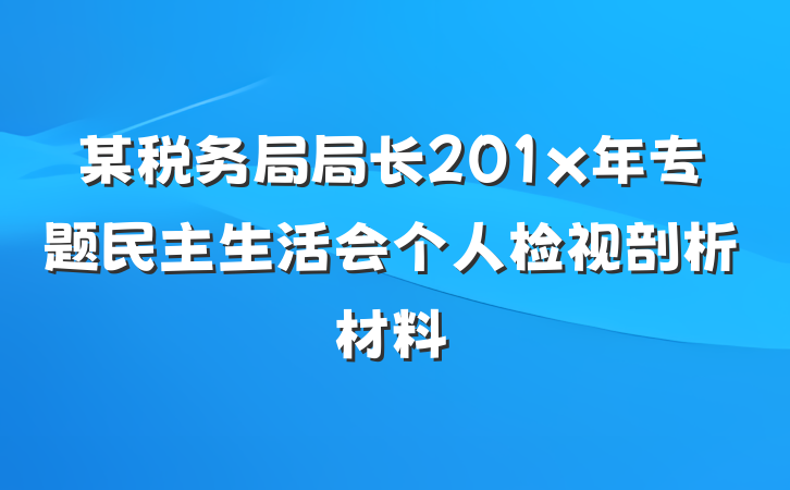 某税务局局长201x年专题民主生活会个人检视剖析材料