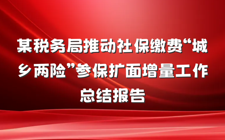 某税务局推动社保缴费“城乡两险”参保扩面增量工作总结报告