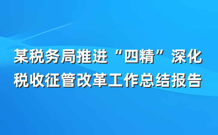 某税务局推进“四精”深化税收征管改革工作总结报告