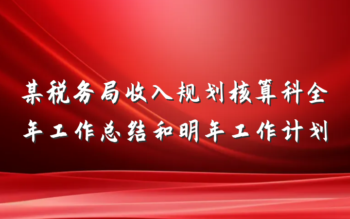 某税务局收入规划核算科全年工作总结和明年工作计划