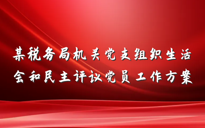 某税务局机关党支组织生活会和民主评议党员工作方案