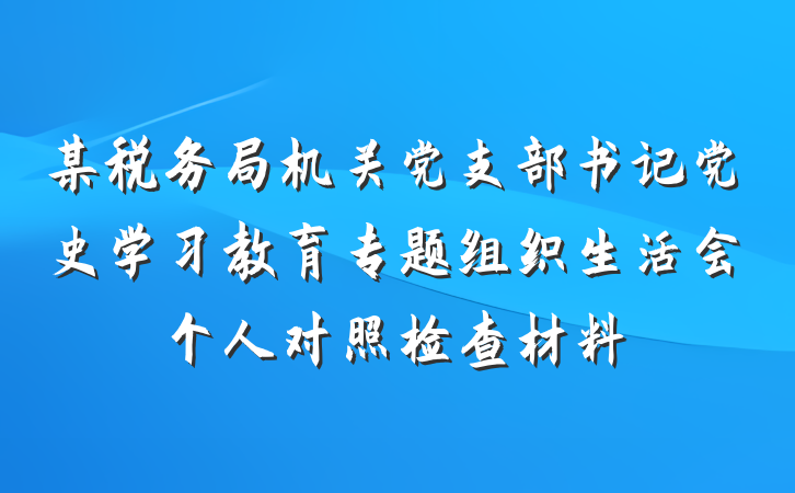 某税务局机关党支部书记党史学习教育专题组织生活会个人对照检查材料