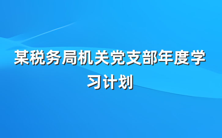 某税务局机关党支部年度学习计划