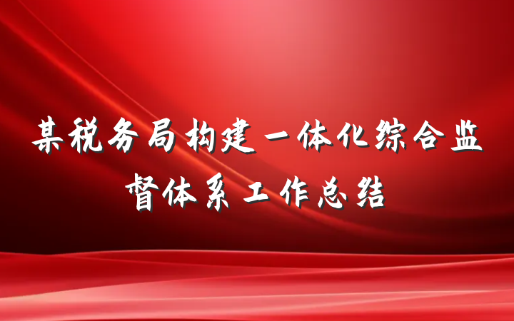 某税务局构建一体化综合监督体系工作总结