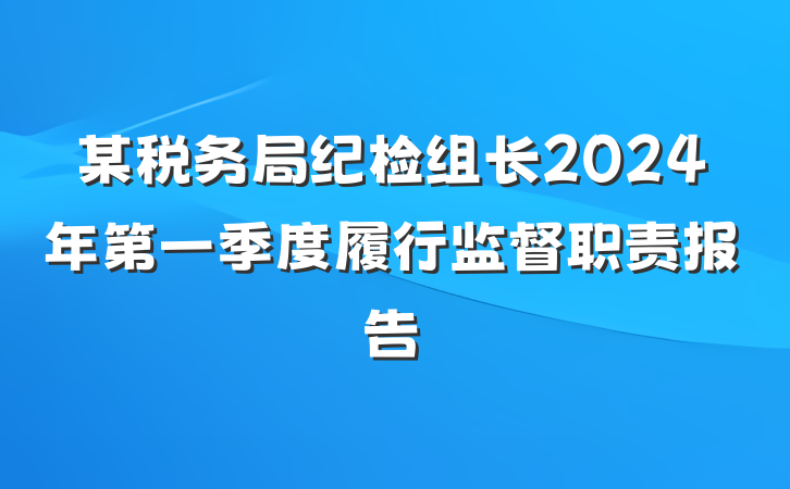 某税务局纪检组长2024年第一季度履行监督职责报告