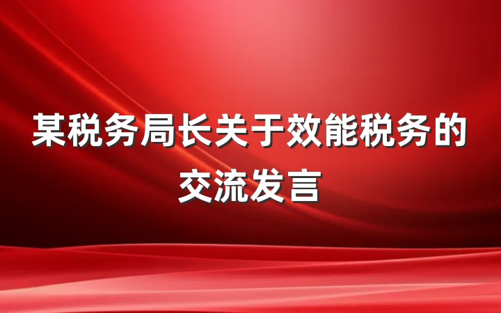 某税务局长关于效能税务的交流发言