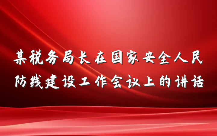 某税务局长在国家安全人民防线建设工作会议上的讲话