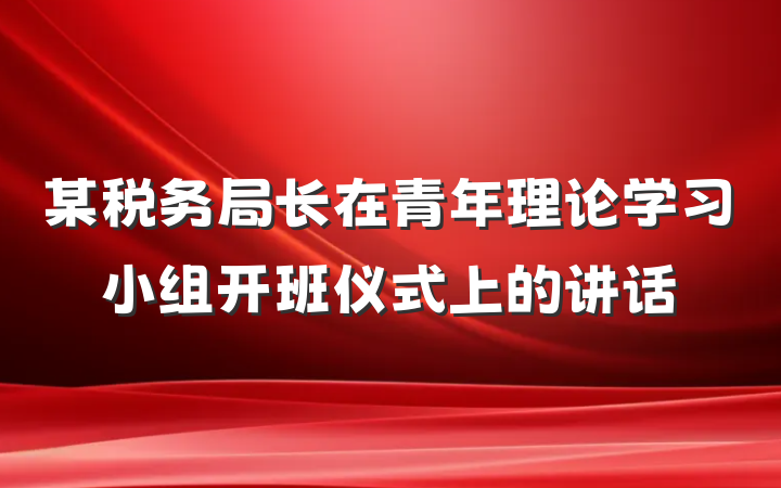 某税务局长在青年理论学习小组开班仪式上的讲话