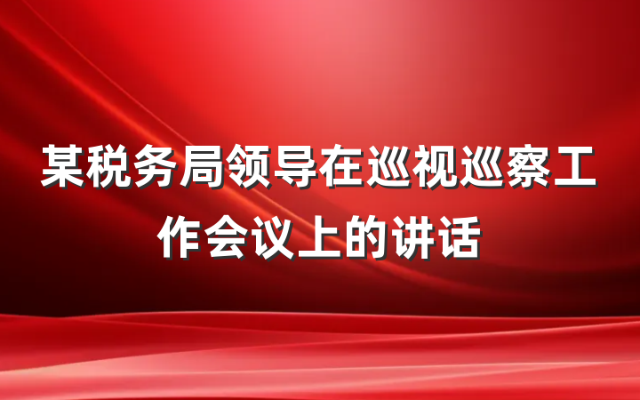 某税务局领导在巡视巡察工作会议上的讲话
