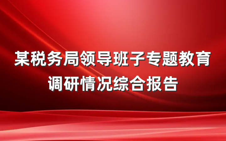 某税务局领导班子专题教育调研情况综合报告