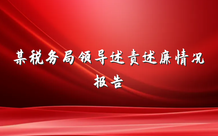 某税务局领导述责述廉情况报告