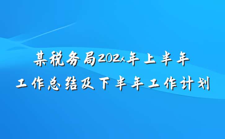 某税务局202x年上半年工作总结及下半年工作计划