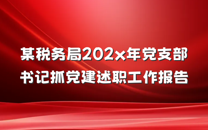 某税务局202x年党支部书记抓党建述职工作报告