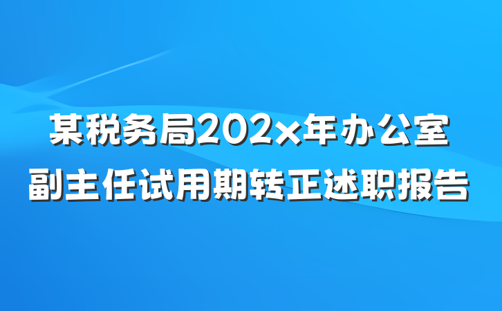 某税务局202x年办公室副主任试用期转正述职报告