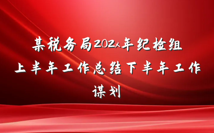 某税务局202x年纪检组上半年工作总结下半年工作谋划