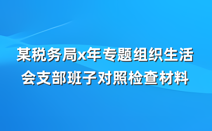 某税务局x年专题组织生活会支部班子对照检查材料
