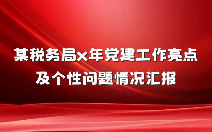 某税务局x年党建工作亮点及个性问题情况汇报