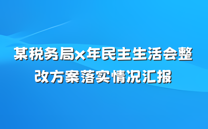 某税务局x年民主生活会整改方案落实情况汇报