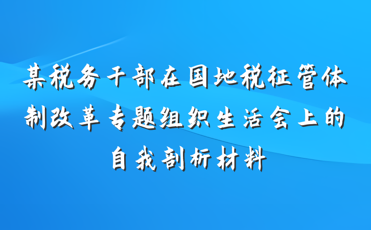 某税务干部在国地税征管体制改革专题组织生活会上的自我剖析材料