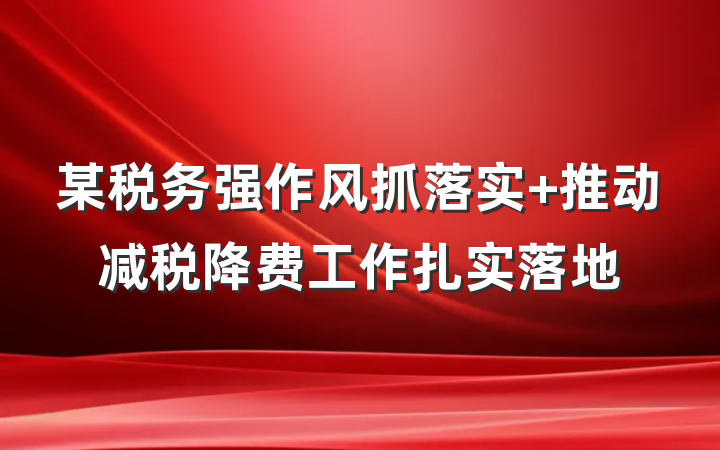 某税务强作风抓落实 推动减税降费工作扎实落地