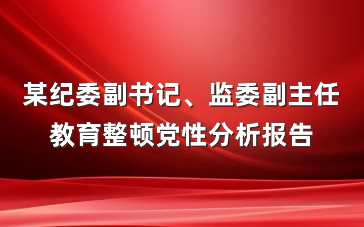 某纪委副书记、监委副主任教育整顿党性分析报告