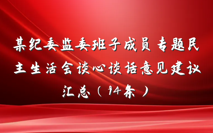 某纪委监委班子成员专题民主生活会谈心谈话意见建议汇总（94条）