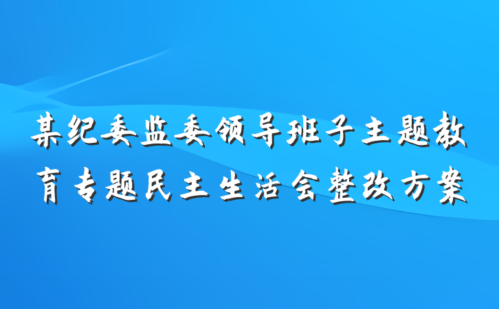 某纪委监委领导班子主题教育专题民主生活会整改方案