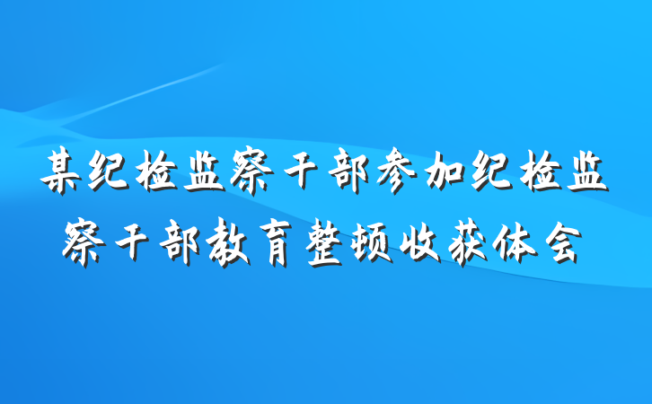 某纪检监察干部参加纪检监察干部教育整顿收获体会
