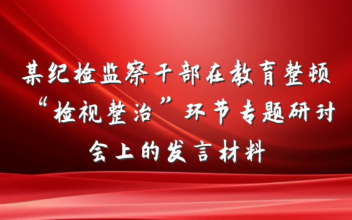 某纪检监察干部在教育整顿“检视整治”环节专题研讨会上的发言材料