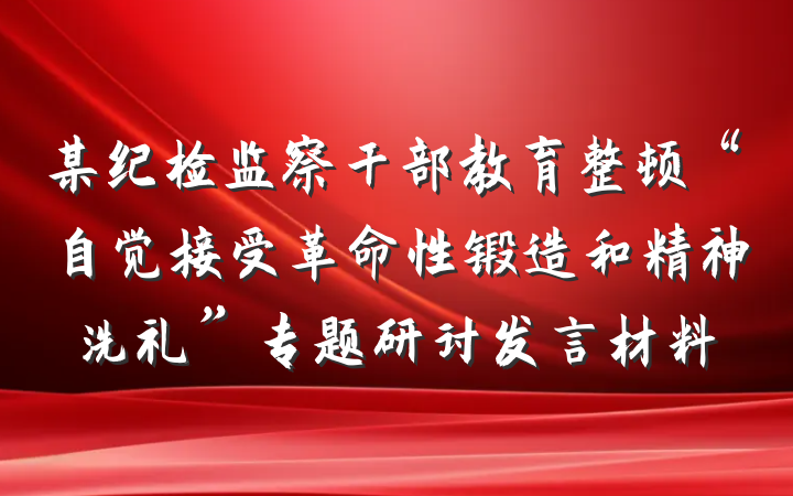 某纪检监察干部教育整顿“自觉接受革命性锻造和精神洗礼”专题研讨发言材料