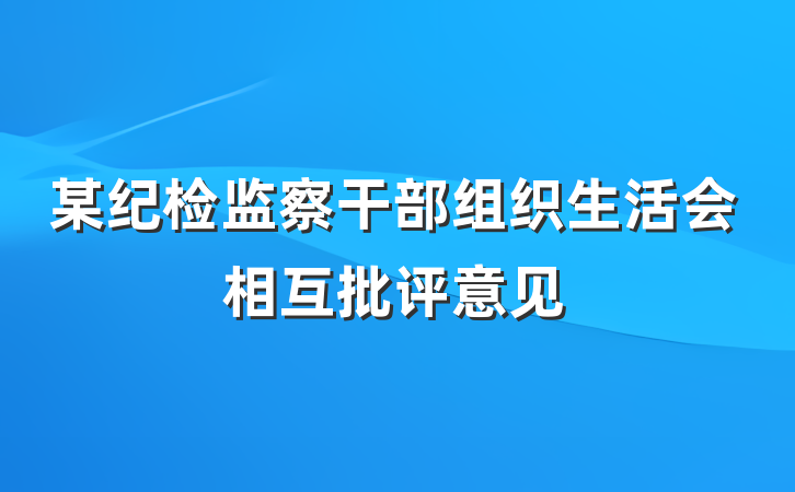 某纪检监察干部组织生活会相互批评意见