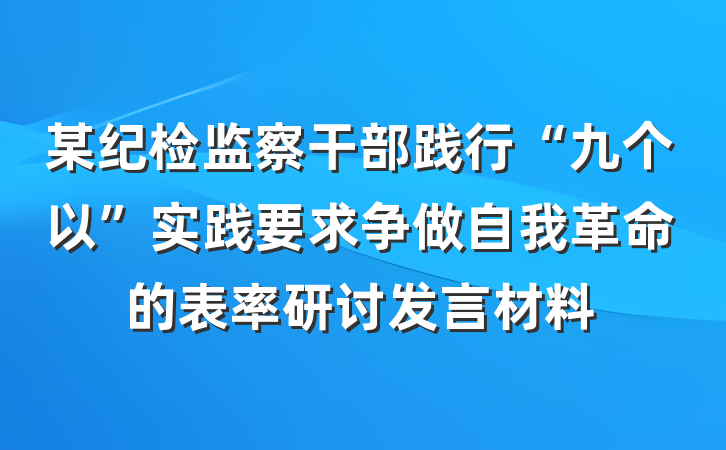 某纪检监察干部践行“九个以”实践要求争做自我革命的表率研讨发言材料