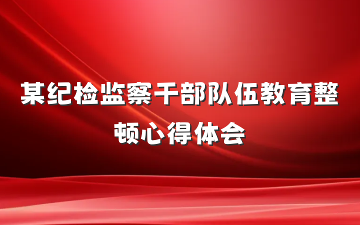 某纪检监察干部队伍教育整顿心得体会