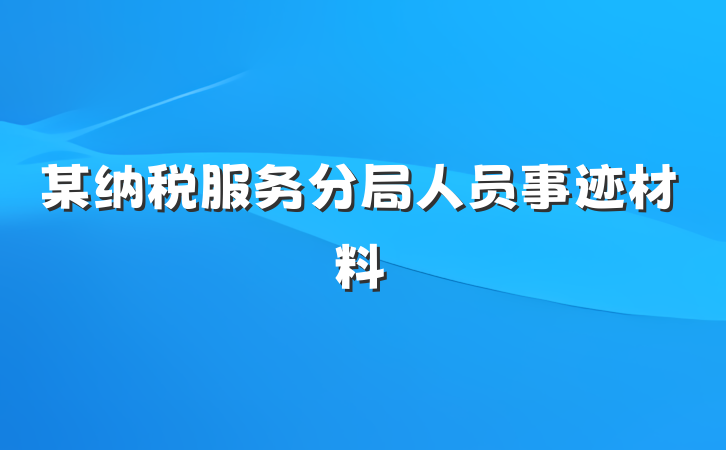 某纳税服务分局人员事迹材料