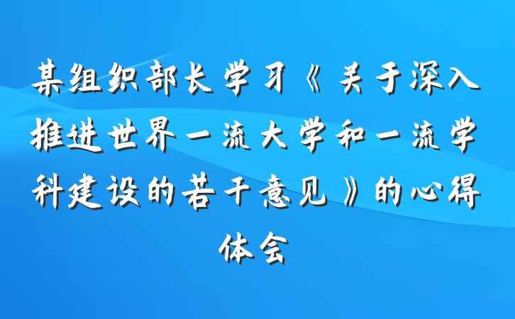某组织部长学习《关于深入推进世界一流大学和一流学科建设的若干意见》的心得体会